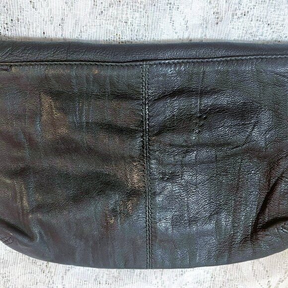 ✨ Vintage OSOS Leather Studded Clutch – Long Chain, Black, 1980s Punk Glam - Picture 13 of 13